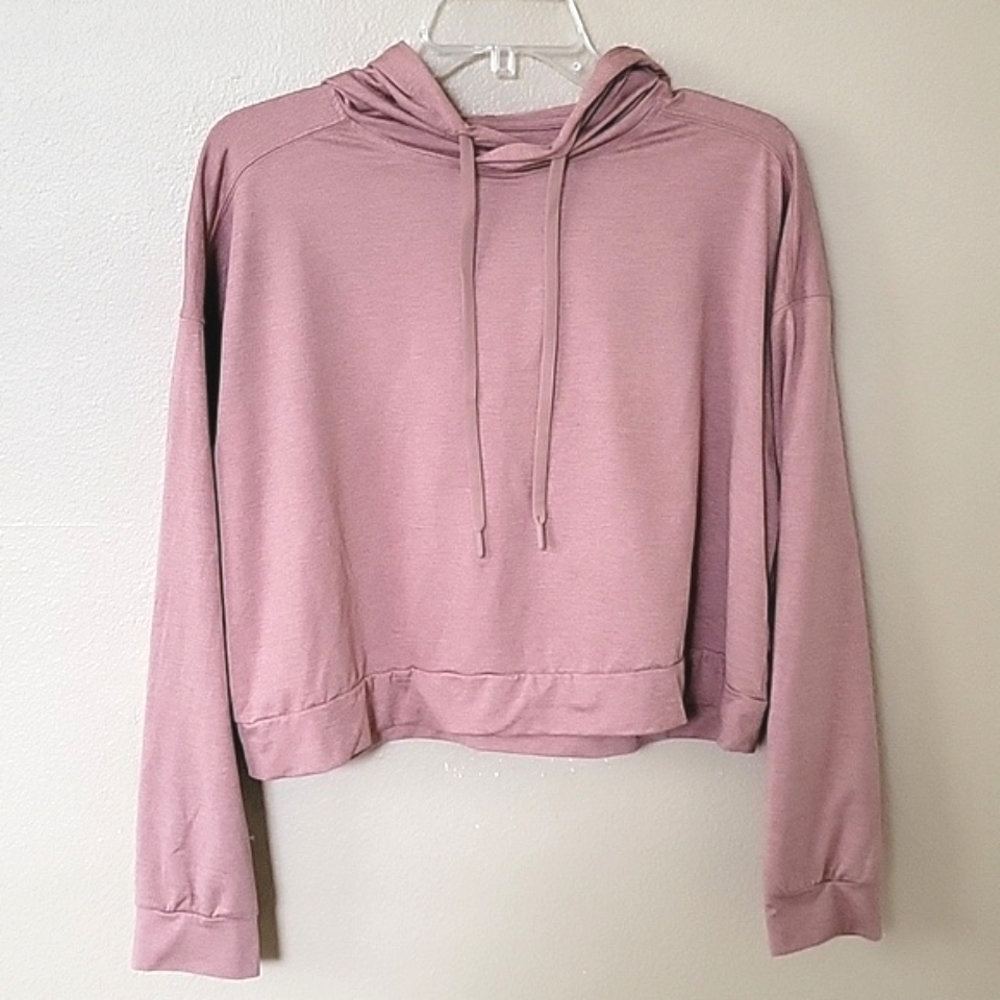 All In Motion Pink Soft Stretch Cropped Hooded Sweatshirt - Size Large
